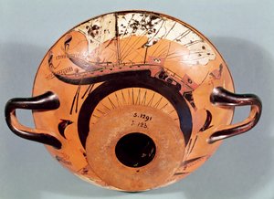 Attisk kopp med svart figur som viser greske seilskip, ca. 520 f.Kr. (keramikk) av Nikosthenes
