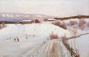 Vinter i Norge (olje på lerret)