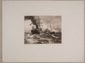 Dampskip på Kronborg av Nils Severin Lynge Hansteen
