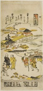 Nedstigende gjess ved Katada (Katada no rakugan), nr. 7 fra serien "Eight Views of Omi" av Nishimura Shigenaga