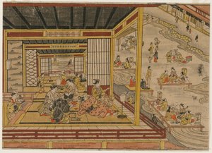 Tehus ved siden av Kamo-elven i Kyoto, 1740-tallet.