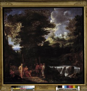 Marsyas spiller fløyte før Apollo og Midas Satyren trosser guden Apollo, kongen av lyra før kong Midas og musene