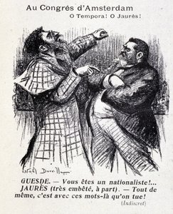 Skifte mellom Jean Jaures og Jules Guesde (Amsterdam sosialistkongress) av Noel Dorville, "" Le Panache"" 5/10/1904.