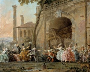 Colin-aillard, detalj av spillerne til colin aillard. Maleri av Christmas Halle (1711-1781), ca 1770-1780. Olje på lerret. Amiens, Musee De Picardie av Noel Halle