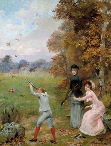 Den lille jeger-maleriet av Noel Saunier (1847-1890) privatsamling fra 1800-tallet av Noel Saunier
