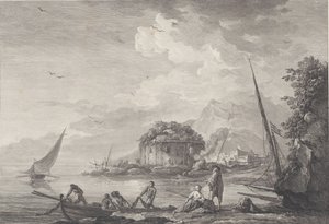 Utsikt over restene av Venus-tempelet på Isle of Nisida nær Pouzzol på G..., 1761.