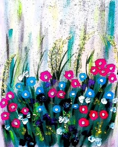 En haug med blomster