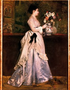 Kvinnen i buketten-maleri av Norbert Goeneutte (1854-1894). 1800-tallet. Privat samling