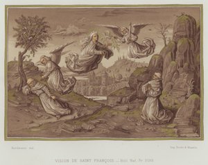 Visjon av den hellige Frans av Assisi (farge litho) av Nordmann (after)