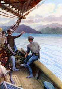 "Cruising blant Sørhavsøyene, Norfolk Island i sikte", 1908 av Norman Hardy
