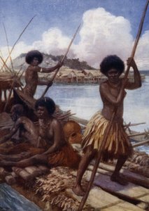 Off to Market, British New Guinea (farge litho) av Norman Hardy