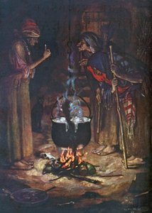 De rare søstrene. Macbeth – Akt IV, scene 1 (fargelitografi) av Norman Mills (after) Price