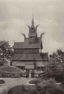 Fantoft, Stavkirke, Bergen (s/hvitt foto)