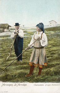 Gruppe av bønder, Setesdal, Norge
