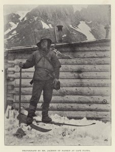 Fotografi av Mr Jackson fra Nansen ved Cape Flora (s/hvitt foto) av Norwegian Photographer