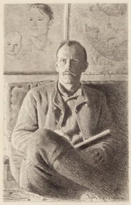 Portrait of Fridtjof Nansen (etching) av Norwegian School