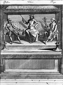 Woden, Thor og Friga, 1670-1680 av Norwegian School