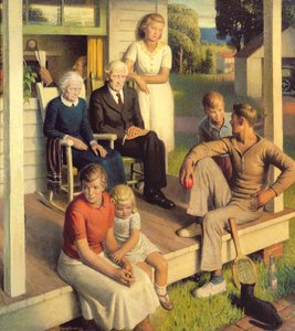 No More Chores, Family on Vacation, ca. 1935 (olje på lerret)