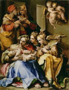 Hellig familie med de hellige Anne, Katarina av Alexandria og Maria Magdalena, ca. 1560-9
