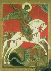 Ikon for St. George og dragen (tempera på panel)
