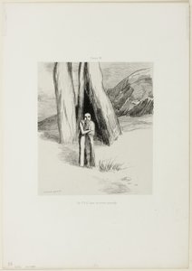 En galning i et dystert landskap, plate 3 av 6 av Odilon Redon