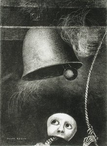 En maske lyder dødsstøtet. Serie: For Edgar Poe, 1882 av Odilon Redon