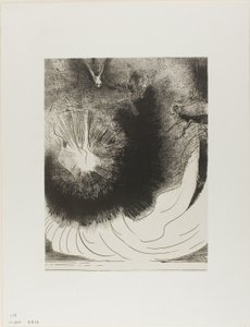 Og det falt en stor stjerne fra himmelen, brennende som en lampe, plate 5 av 12 av Odilon Redon