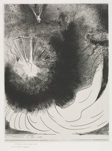 Og der falt en stor stjerne fra himmelen, brennende som det var en lampe av Odilon Redon