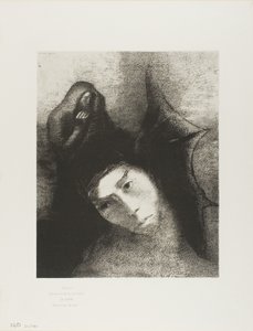 Anthony: "Hva er formålet med alt dette?" Djevelen: "Det er ingen gjenstand!", plate 18 av 24 av Odilon Redon
