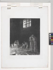 In the Shadow Of People Weep And Pray... (litografi på kinesisk applikasjonspapir) av Odilon Redon