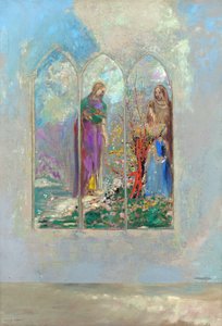 Andakt foran en rød busk - Andakt nær en rød busk - Maleri av Odilon Redon (1840-1916) av Odilon Redon