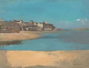 Kystlandsby, Bretagne. Rundt 1880 av Odilon Redon