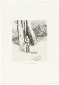 En galning i et dystert landskap Un FOU, dans un morne paysage (tittel på objekt) av Odilon Redon