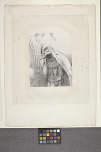 Hun tegner fra brystet en svamp helt svart... (litografi på kinesisk applikasjonspapir) av Odilon Redon