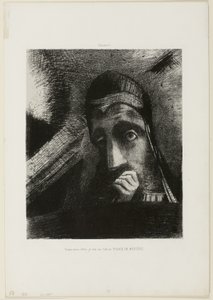 Face of Mystery (I min drøm så jeg i himmelen et FACE OF MYSTERY), plate 1 fra Homage to Goya av Odilon Redon