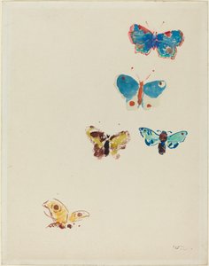 Fem sommerfugler av Odilon Redon