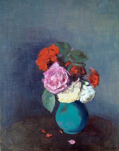 Blomster Bukett av nelliker. Maleri av Odilon Redon (1840-1916) 1900 Søn. 0,46x0,38 m Lyon, Musee des Beaux Arts - Blomster - Bukett med nelliker. Maleri av Odilon Redon (1840-1916) av Odilon Redon