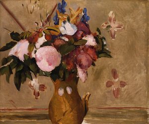 Blomster i en vase, kopi etter et maleri av Cezanne, ca. 1886 av Odilon Redon