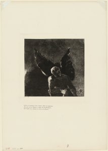 Ære og pris til deg, Satan, i himmelens høyder, hvor du regjerte, og i helvetes dyp, hvor, beseiret, du drømmer i stillhet!, plate 8 av 9 av Odilon Redon