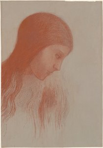 Hodet av en ung jente i profil av Odilon Redon