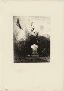 Hvis en god kristen på en nær mørk natt, av nestekjærlighet, bak en gammel ruin, begraver din buede kropp, plate 4 av 9 av Odilon Redon