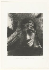 Jeg så i drømmen min et mystisk ansikt på himmelen Dans mon rêve, je vis au Ciel un VISAGE DE MYSTÈRE (tittel på objekt) av Odilon Redon