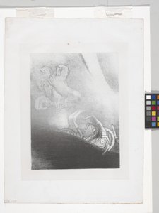 He Falls Into The Abyss... (litografi på kinesisk applikasjonspapir) av Odilon Redon