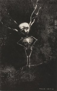 I labyrinten av grener dukket den bleke figuren opp, plate 2 av 7 av Odilon Redon