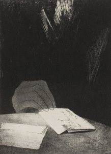 Det var en hånd, tilsynelatende like mye av kjøtt og blod som mitt eget, plate 4 av 6 av Odilon Redon