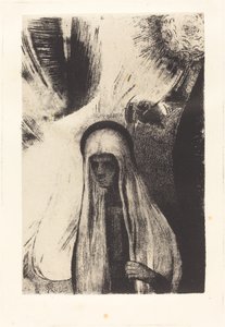 Den gamle kvinnen: Hva er du redd for? Et stort svart hull! Kanskje det er tomt? (Hva er du redd for? Et bredt svart hull! Det er tomt, kanskje!) av Odilon Redon