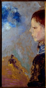 Portrett av Ari Redon (1889-1972) på sjøpasset (sønn av kunstneren). Maleri av Odilon Redon (1840-1916) av Odilon Redon