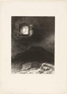 Precarious Glimmering, a Head Suspended from Infinity, plate 3 av 6 av Odilon Redon