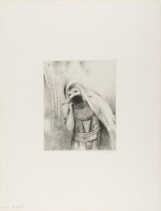 Hun trekker fra brystet en svamp, perfekt svart, og dekker den med kyss, plate 8 av 24 av Odilon Redon