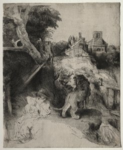St. Jerome leser i et italiensk landskap av Odilon Redon